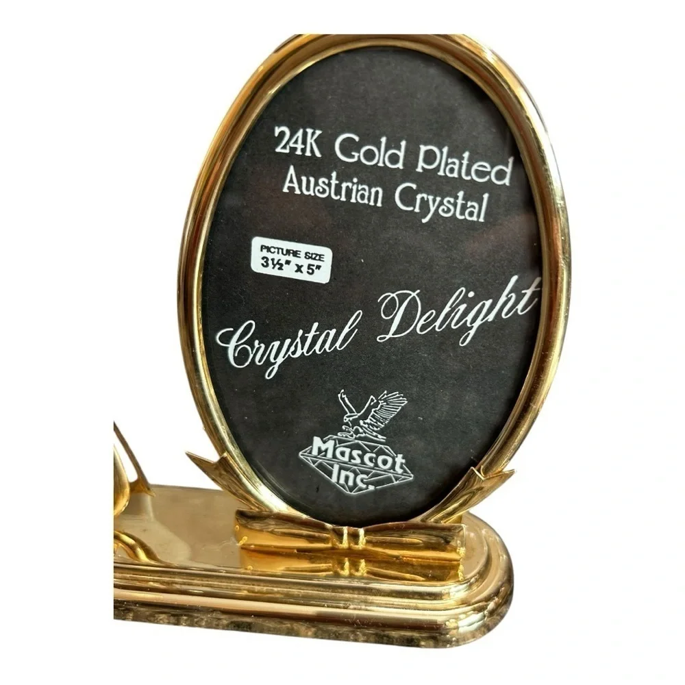 MOSCOT INC 24K Gold Plated Austrian Crystal  Picture Frame, Music Box Angel Set